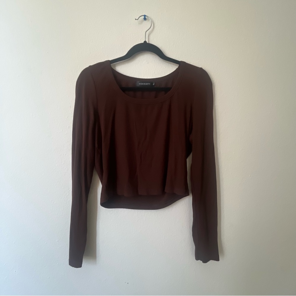 Elegant Brown Cropped Blouse